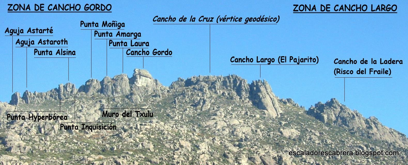 Escaladas en el Cancho Gordo (de la Cruz), cara Este (la Cabrera ...